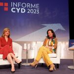 La ministra de Educación, Pilar Alegría, con la presidenta de Banco Santander y la Fundación CYD, Ana Botín