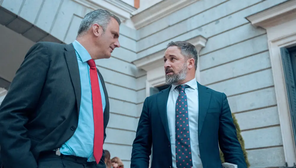 MADRID.-Ortega Smith no se plantea disputar el liderazgo de Vox a Abascal en la Asamblea Extraordinaria de enero