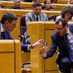 Pedro Sanchez y Oscar Lopez en el pleno del Congreso, reunido excepcionalmente en el Senado, debate la convali
