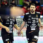 Agustín Casado, en un partido con la selección española de balonmano