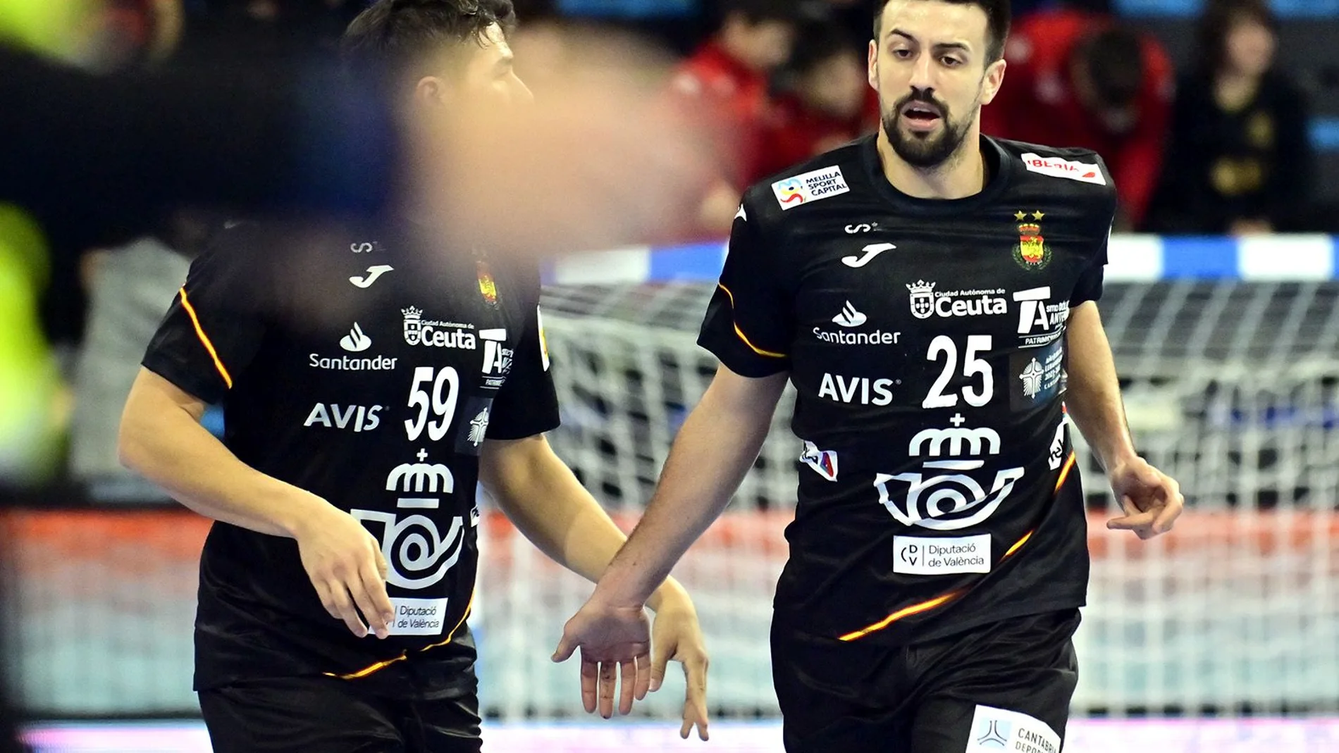 Agustín Casado, en un partido con la selección española de balonmano