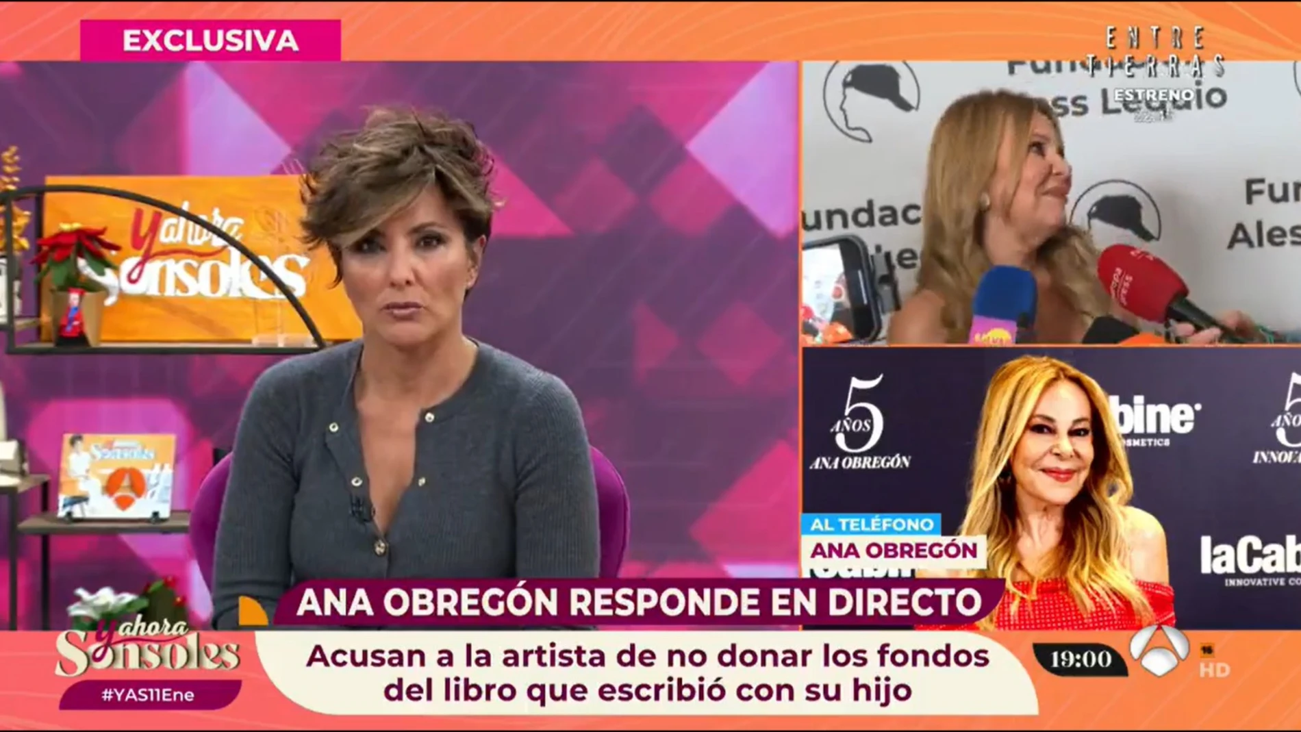 Ana Obregón entra en directo en "Y ahora Sonsoles" para explicar lo ocurrido con el dinero de la fundación