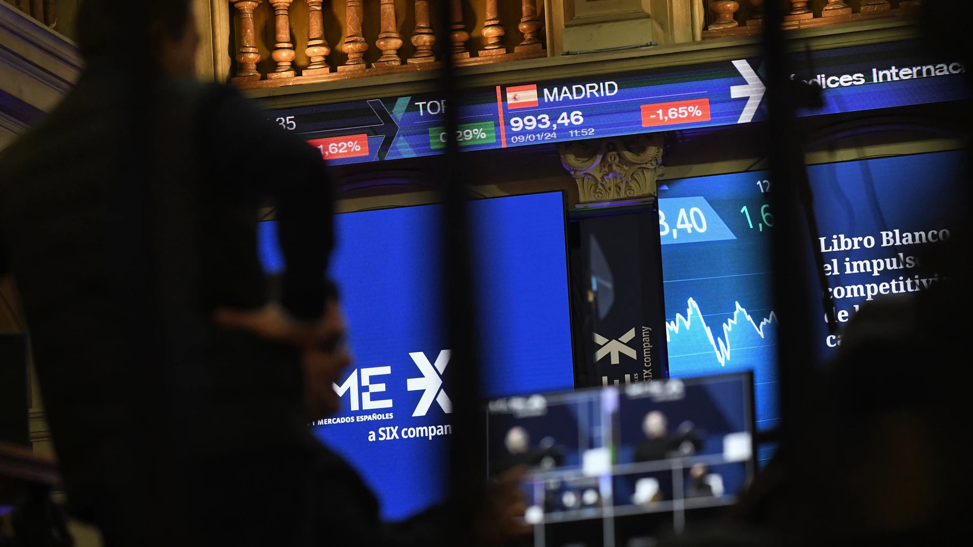 Economía/Bolsa.- El Ibex, al borde de los 10.100 puntos en la media sesión, con un nuevo golpe de Grifols (-10,5%)