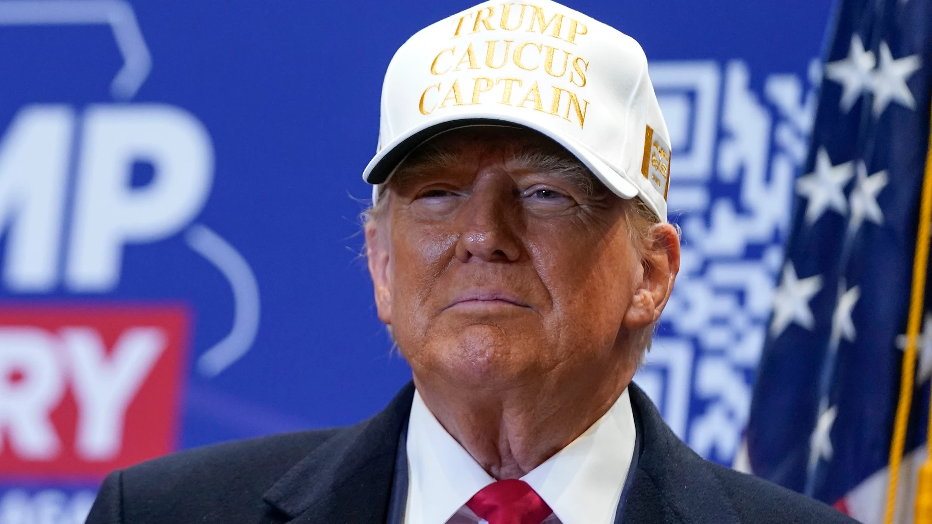 Republican presidential candidate former President Donald Trump speaks at a rally at Simpson College in Indianola, Iowa, Sunday, Jan. 14, 2024. (AP Photo/Andrew Harnik)