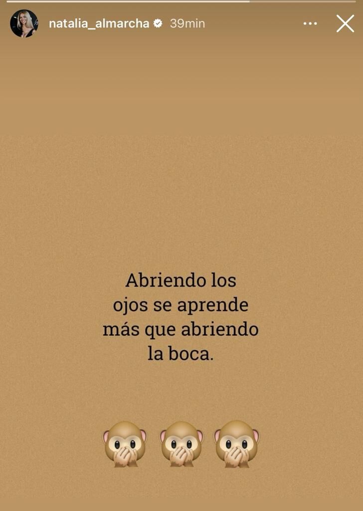 El mensaje de Natalia Almarcha en Instagram tras confirmarse su ruptura con Risto Mejide