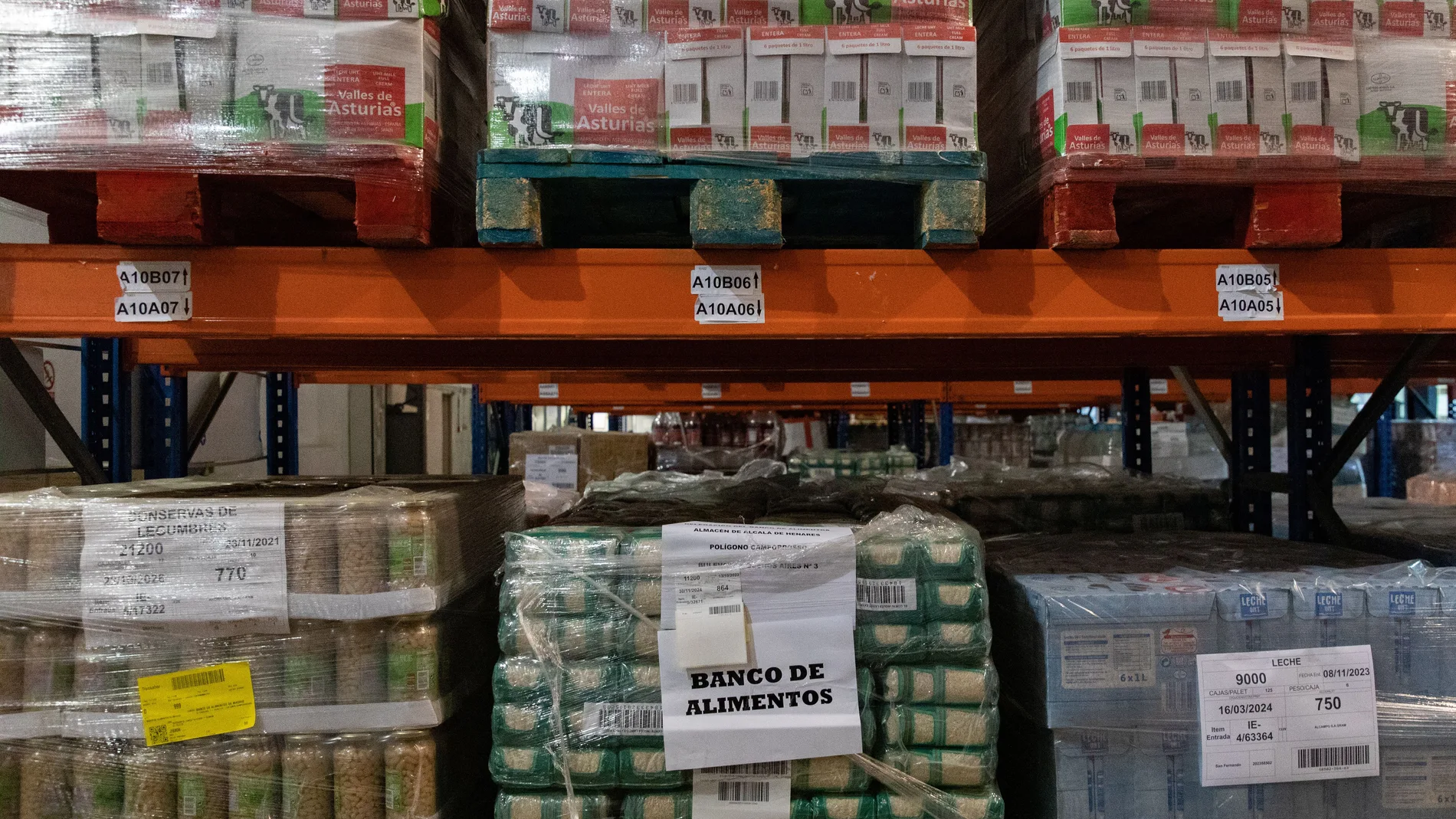 Productos de un banco de alimentos