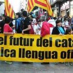 Manifestación de la entidad independentista Plataforma per la Llengua