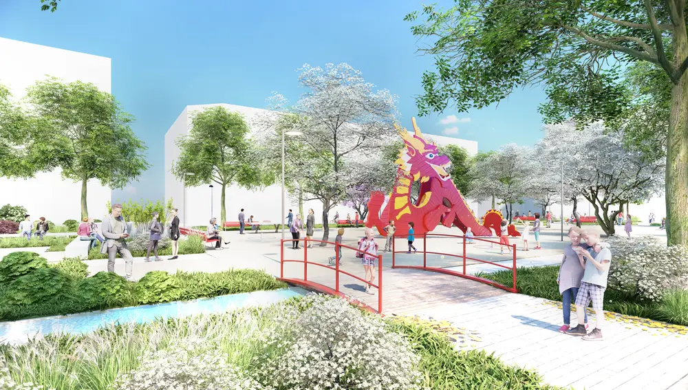 Así quedará la plaza de las Tizas, donde se renovará la zona infantil de juegos