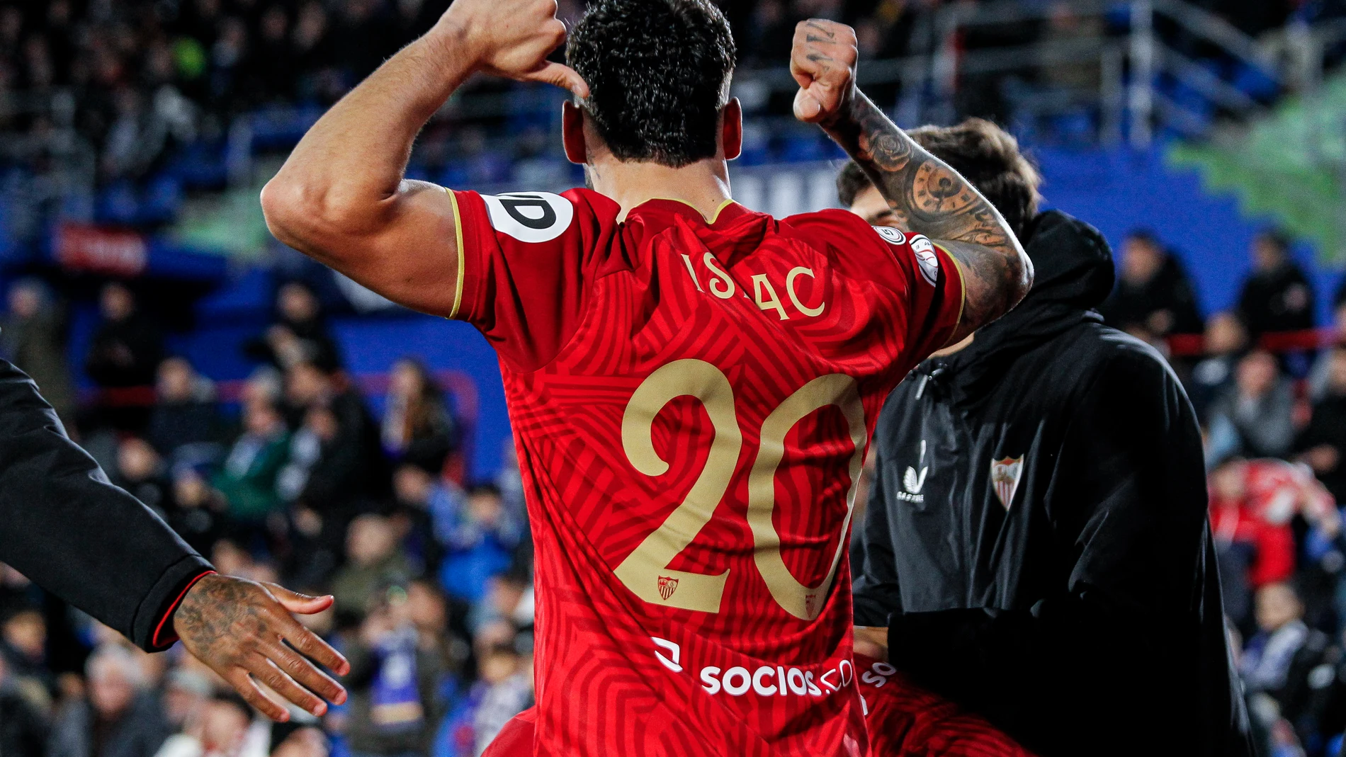 Isaac Romero of Sevilla FC acelebrates a goal during the Copa del Rey Round of 16 match between Getafe CF and Sevilla FC at Coliseum stadium on January 16, 2024 in Getafe, Madrid, Spain. AFP7 16/01/2024 ONLY FOR USE IN SPAIN
