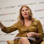 La consejera de Economía, Hacienda y Fondos Europeos de la Junta de Andalucía, Carolina España, en el encuentro informativo de Europa Press 