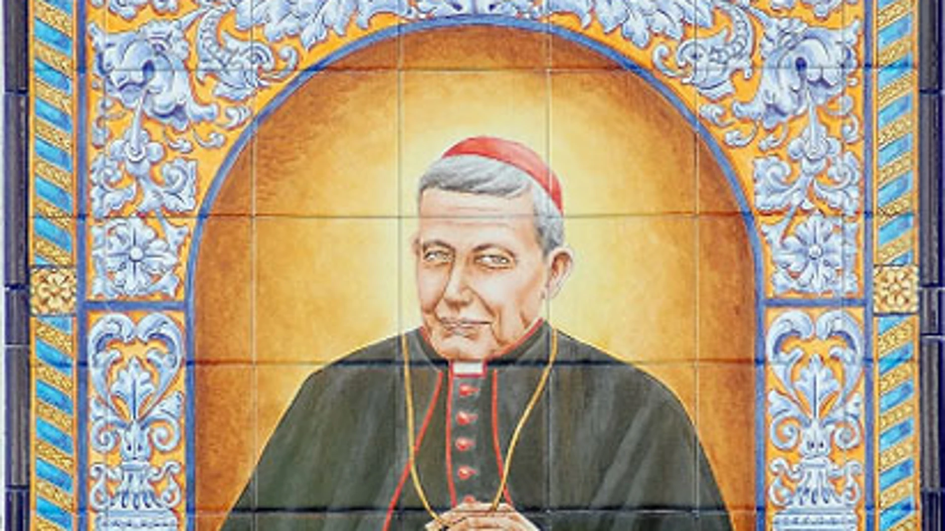 Retablo cerámico del Beato Marcelo Spínola (1835-1906), que fue cardenal y arzobispo de Sevilla