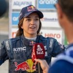 Cristina Gutiérrez, después de una etapa de este Dakar