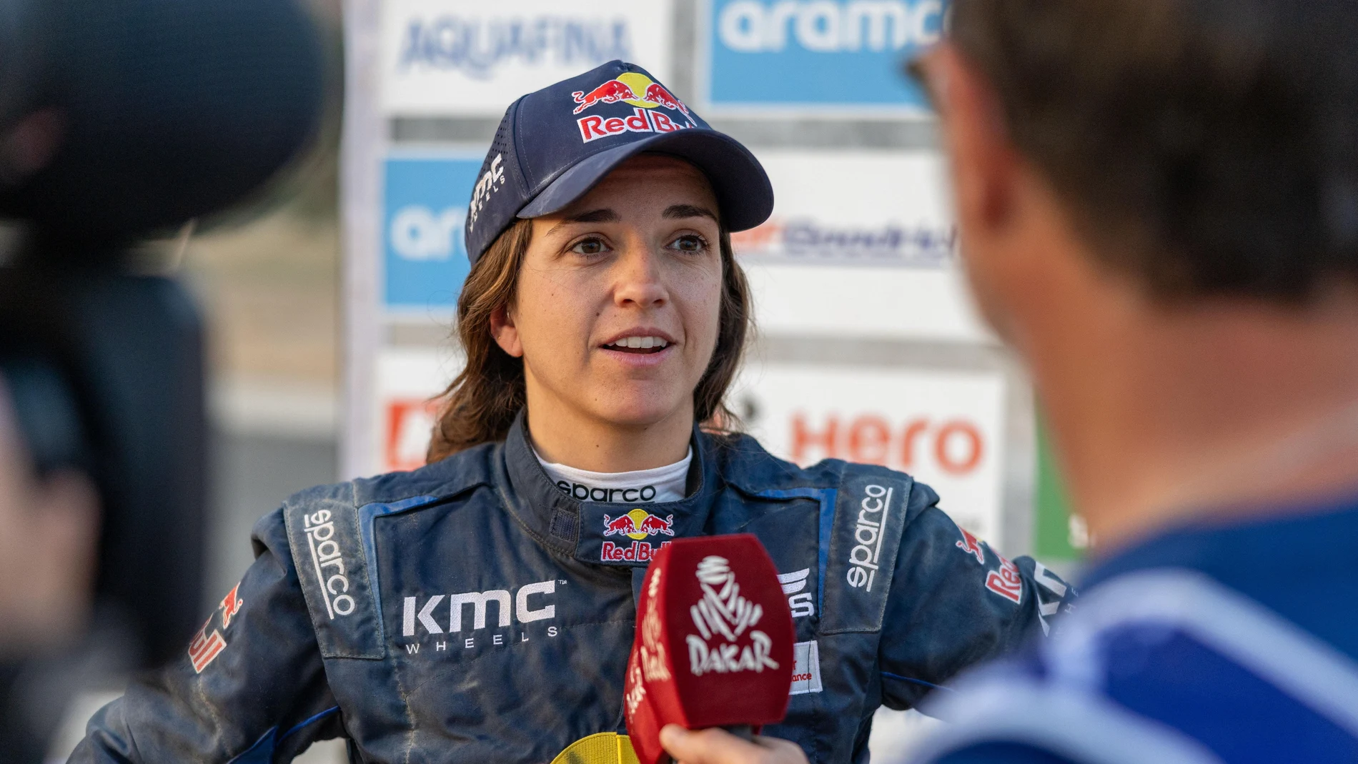 Cristina Gutiérrez, después de una etapa de este Dakar