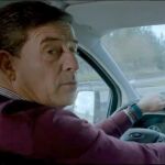 El candidato socialista al volante de la furgoneta. 