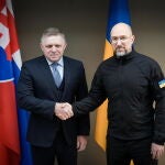 Ukraine's Prime Minister Shmyhal and Slovakia's Prime Minister Fico meet in Ukraine