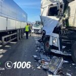 Imagen de una de las colisiones en la A-4, a la altura de Ciudad REal