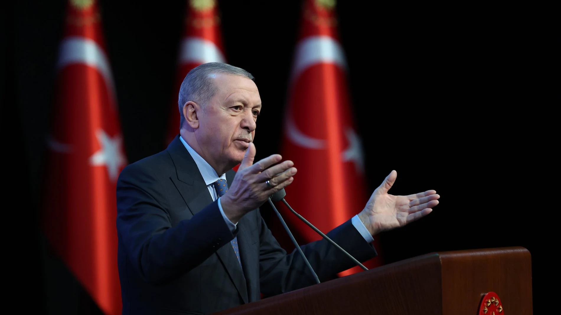 December 12, 2023, Ankara, Ankara, Turkey: Turkish President Recep Tayyip Erdogan President Erdogan attends the opening ceremony of 369 facilities completed by the State Authority for Water Affairs, in Ankara, Turkey (Foto de ARCHIVO)12/12/2023