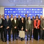 La consellera de Hacienda, Economía y Administración Pública, Ruth Merino, el rector de la UPV, José E. Capilla, la presidenta del Consejo Social, Mónica Bragado, acompañadas por mecenas y grandes mecenas UPV