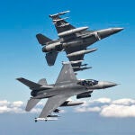 Dos F-16 de 457th Fighter Squadron de la fuerza aérea de Estados Unidos 