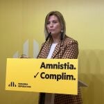La portavoz de ERC, Raquel Sans, en rueda de prensa este lunes