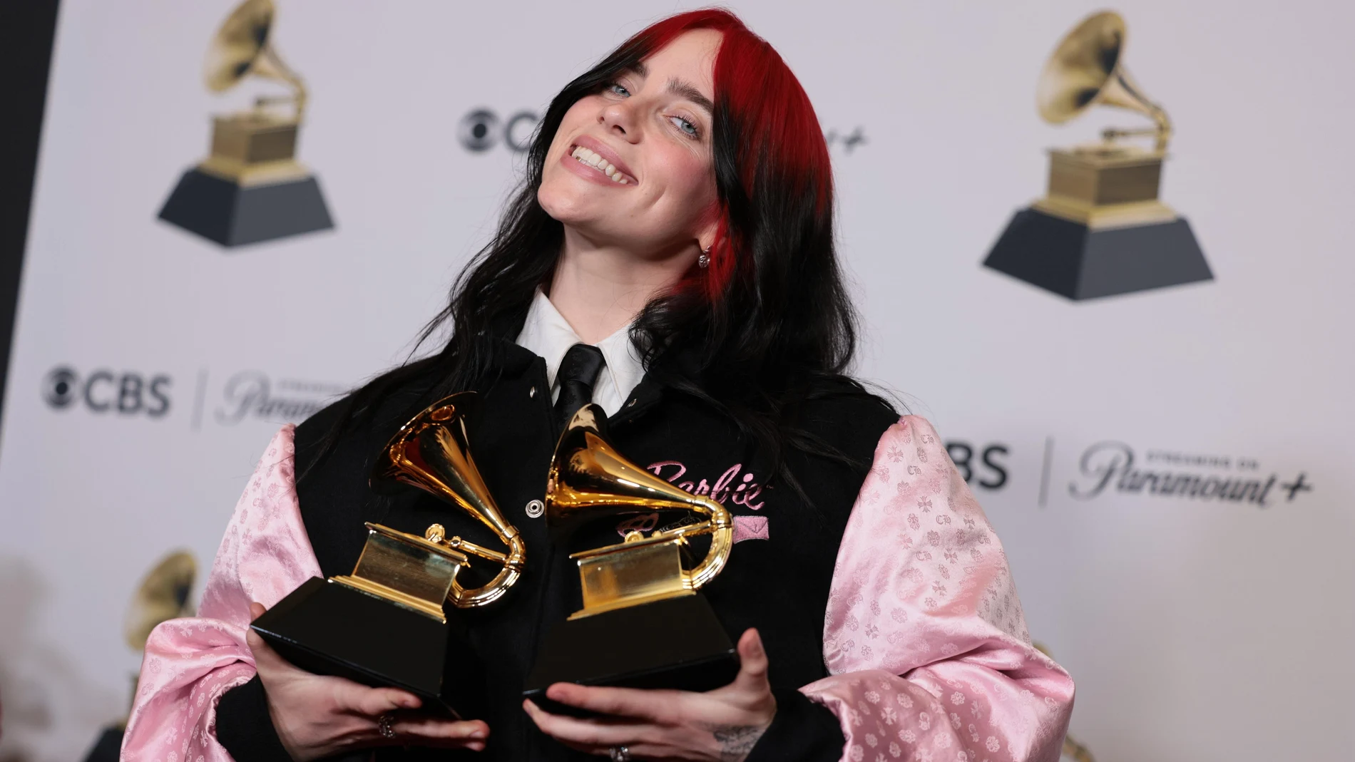 Los Angeles (United States), 04/02/2024.- Billie Eilish winner of the Song of the Year and Best Song Written Visual Media award for "What Was I Made For?", poses in the press room during the 66th annual Grammy Awards ceremony at Crypto.com Arena in Los Angeles, California, USA, 04 February 2024. EFE/EPA/ALLISON DINNER
