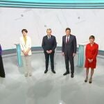 Los candidatos, antes del debate. 