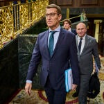 Alberto Nuñez Feijoo en la sesión de control del Gobierno este miércoles celebrado en el Congreso en un ambien