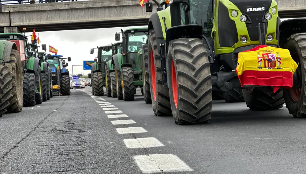 Tractorada de agricultores en A-42