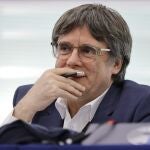 Former Catalan regional premier Carles Puigdemont attends a formal sitting at the European Parliament in Strasbourg, France.