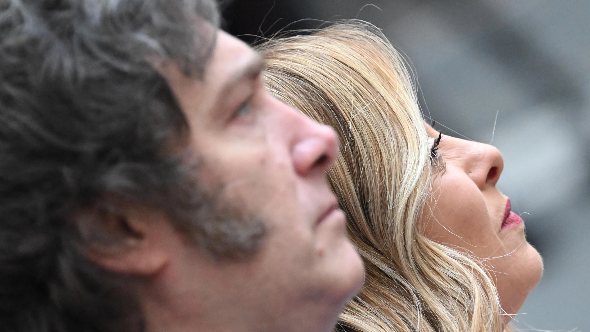 Rome (Italy), 12/02/2024.- Italian Prime Minister Giorgia Meloni receives Argentina's President Javier Milei at Palazzo Chigi in Rome, Italy, 12 February 2024. (Italia, Roma) EFE/EPA/CLAUDIO PERI