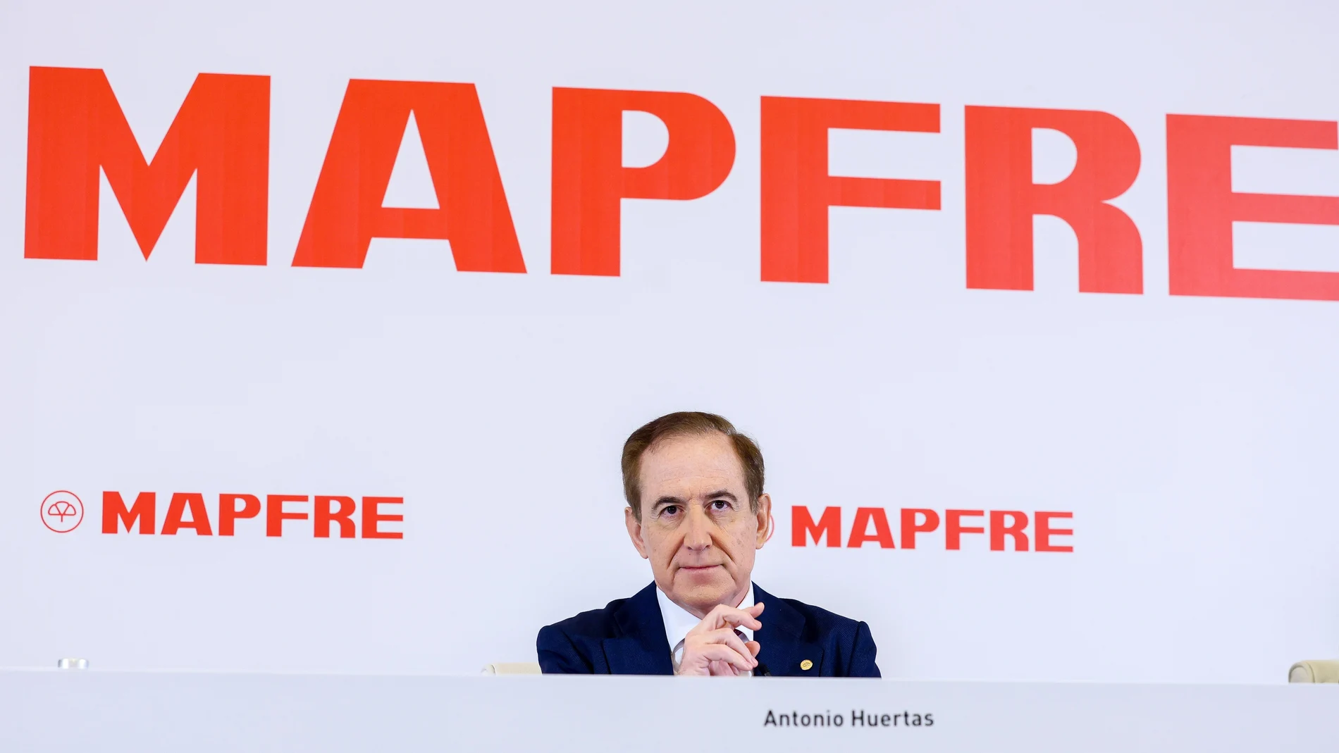El presidente de Mapfre, Antonio Huertas, durante la presentación de resultados de Mapfre, en su sede de Madrid, a 14 de febrero de 2024, en Madrid (España).
