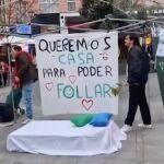 Cartel de los jóvenes de Más Madrid: "Queremos casa para poder follar"