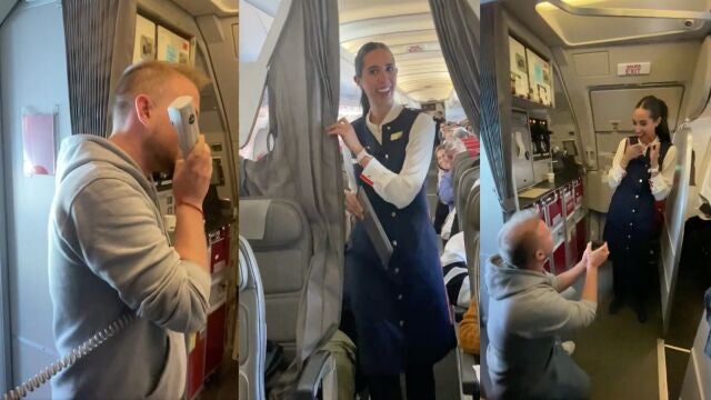 La emocionante propuesta de matrimonio de un pasajero a su novia azafata 