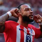 Memphis Depay al celebrar un gol ante Las Palmas en la temporada 2023/24