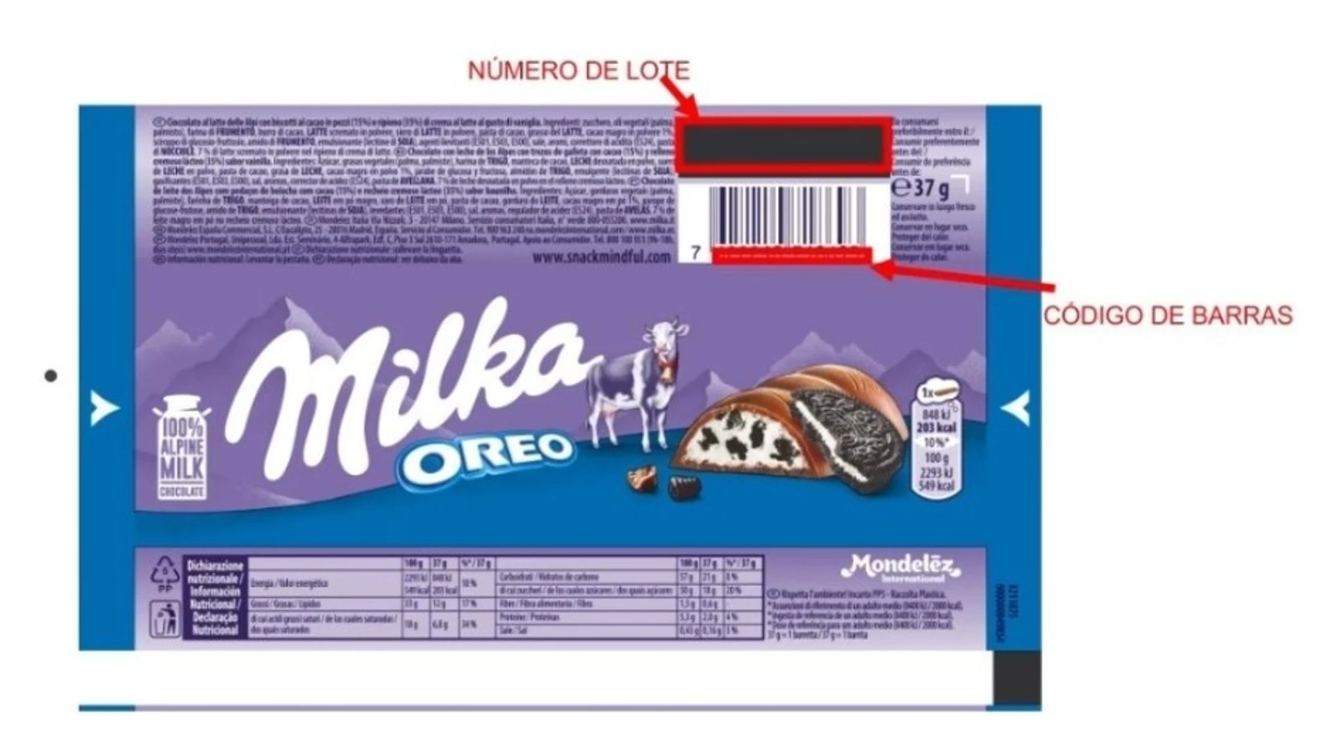 Alerta sanitaria por fragmentos de plástico en barritas 'Milka oreo'