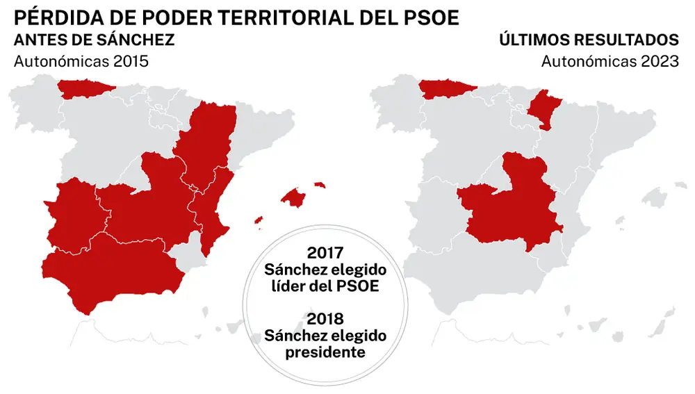 Poder territorial del PSOE