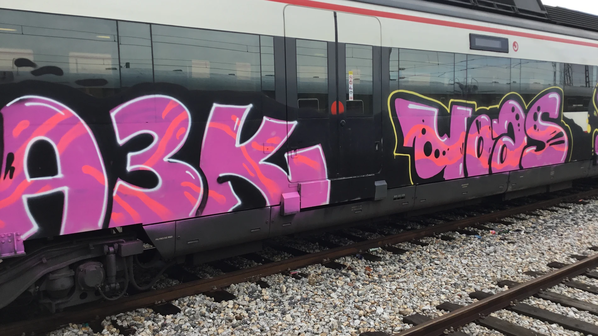 Tren con grafitiRENFE19/02/2024