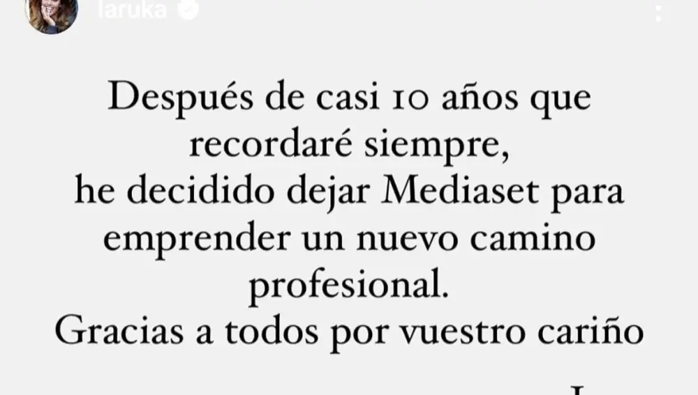 Lara Álvarez se despide de Mediaset