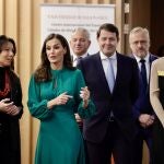La reina Letizia preside el acto central del Tour del Talento 2024 en Salamanca, Princesa de Girona CongresFest, junto al presidente de la Junta, Alfonso Fernández Mañueco; el presidente de la Fundación Princesa de Girona, Francisco Belil y el delegado de la Junta Nicanor Sen