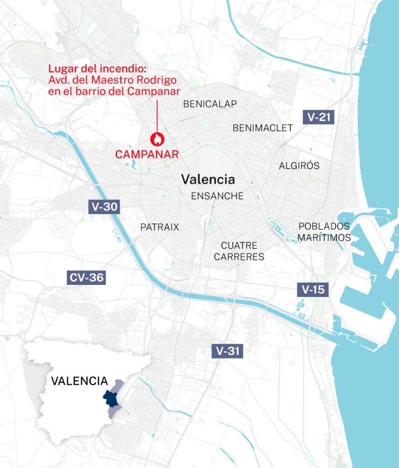 Incendio valencia campanar
