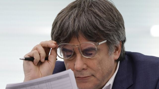 El líder de Junts, Carles Puigdemont, en el hemiciclo del Parlamento Europeo en Estrasburgo (Francia).