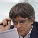 El líder de Junts, Carles Puigdemont, en el hemiciclo del Parlamento Europeo en Estrasburgo (Francia).