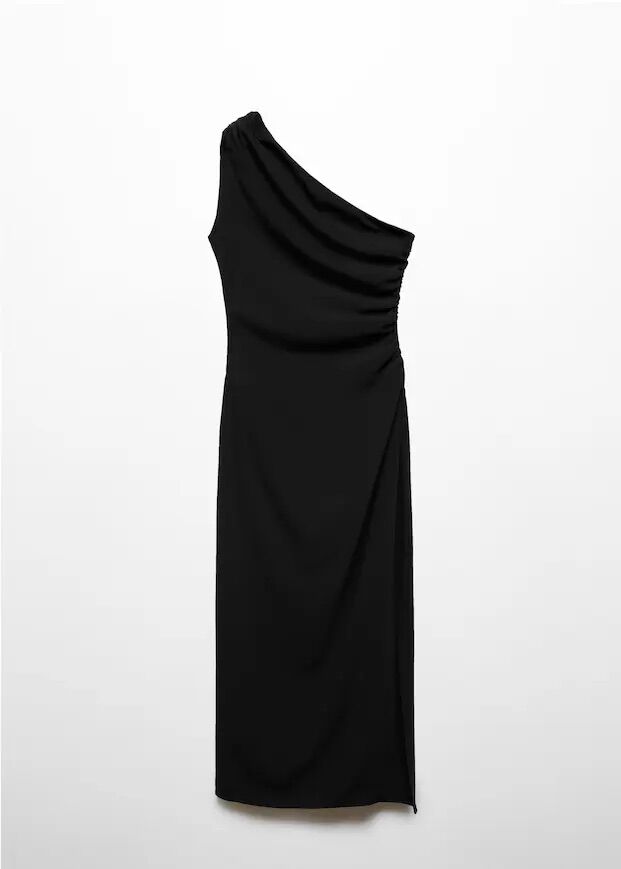 Vestido escote asimétrico.