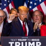 Donald Trump speaks after defeating Nikki Haley in South Carolina's Republican presidential primary