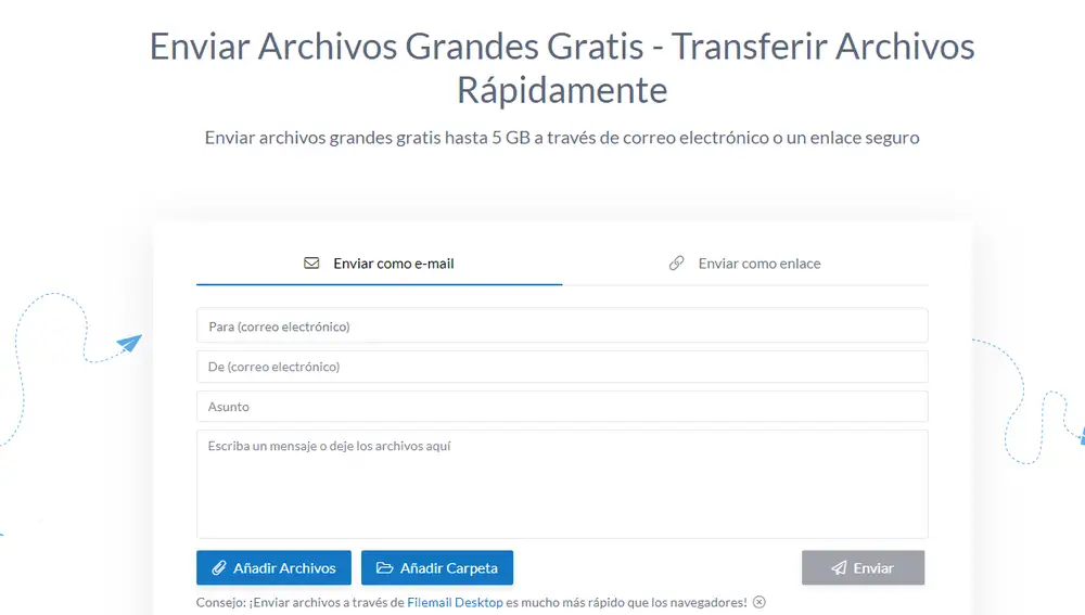 Filemail permite enviar gratis archivos de gran tamaño