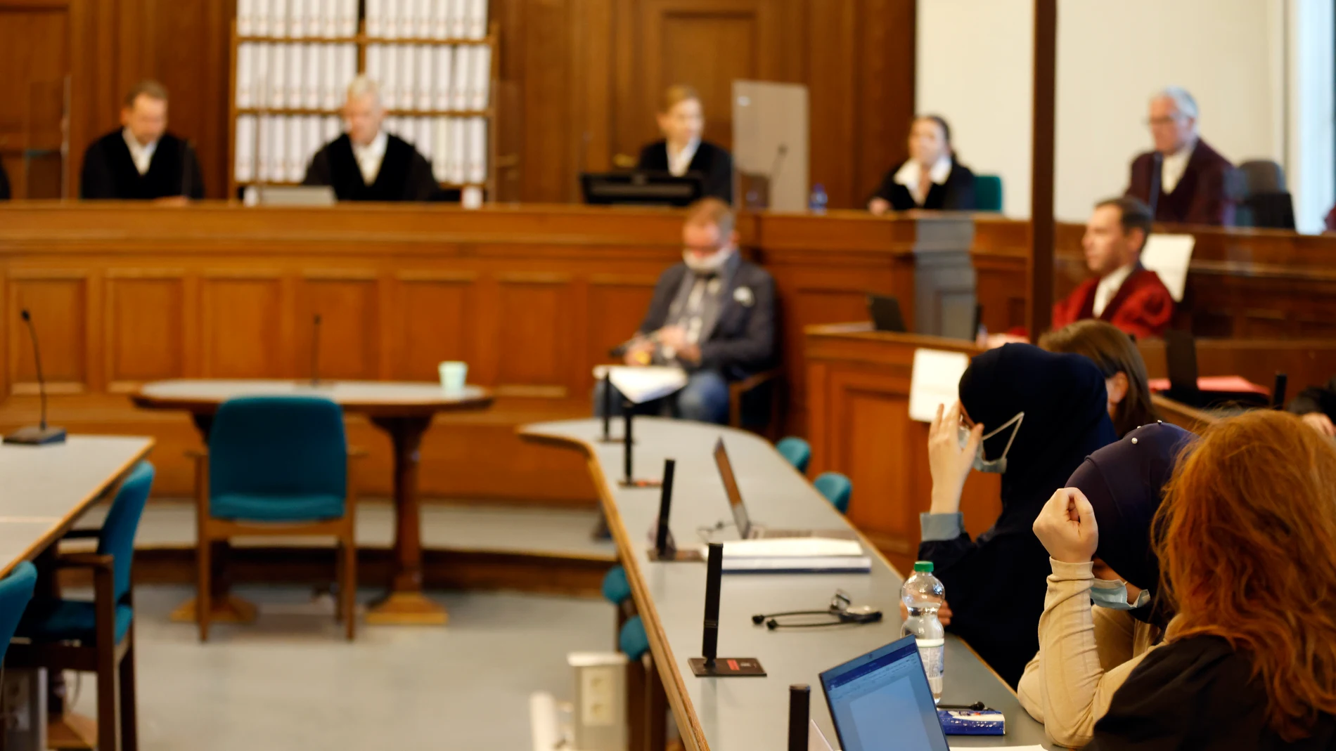 FILE - A general view shows the courtroom at the beginning of the trial of defendant Vadim K. in Berlin, Germany, Wednesday, Oct. 7, 2020. Associates of Russian opposition leader Alexei Navalny said Monday, Feb. 26, 2024 that talks were underway shortly before his death to exchange him for a Russian imprisoned in Germany. That Russian prisoner was Krasikov. (Odd Andersen/Pool Photo via AP, File)