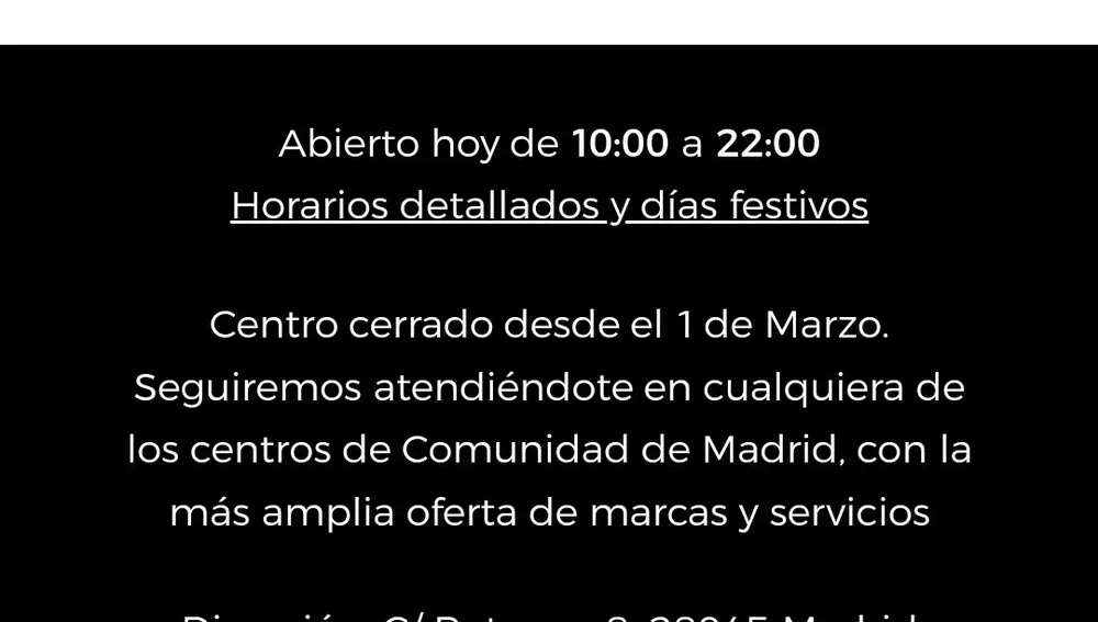 Anuncio en su página web