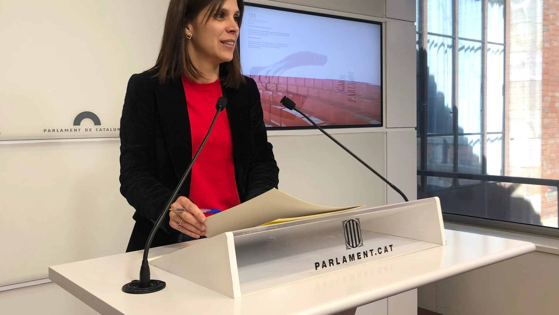 La portavoz de ERC en el Parlament, Marta Vilalta, en una rueda de prensa EUROPA PRESS 27/02/2024
