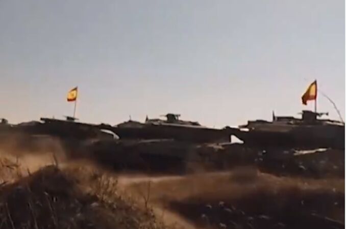 Tanques españoles y la bandera rojigualda en el frente de Ucrania: "¡Gracias España!"