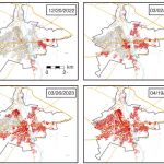 En rojo, los edificios destruidos en Bahkmut entre diciembre de 2022 y abril de 2024